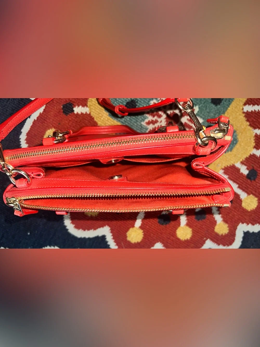 Coach coral Leather Satchel with Top Handles and Shoulder Strap